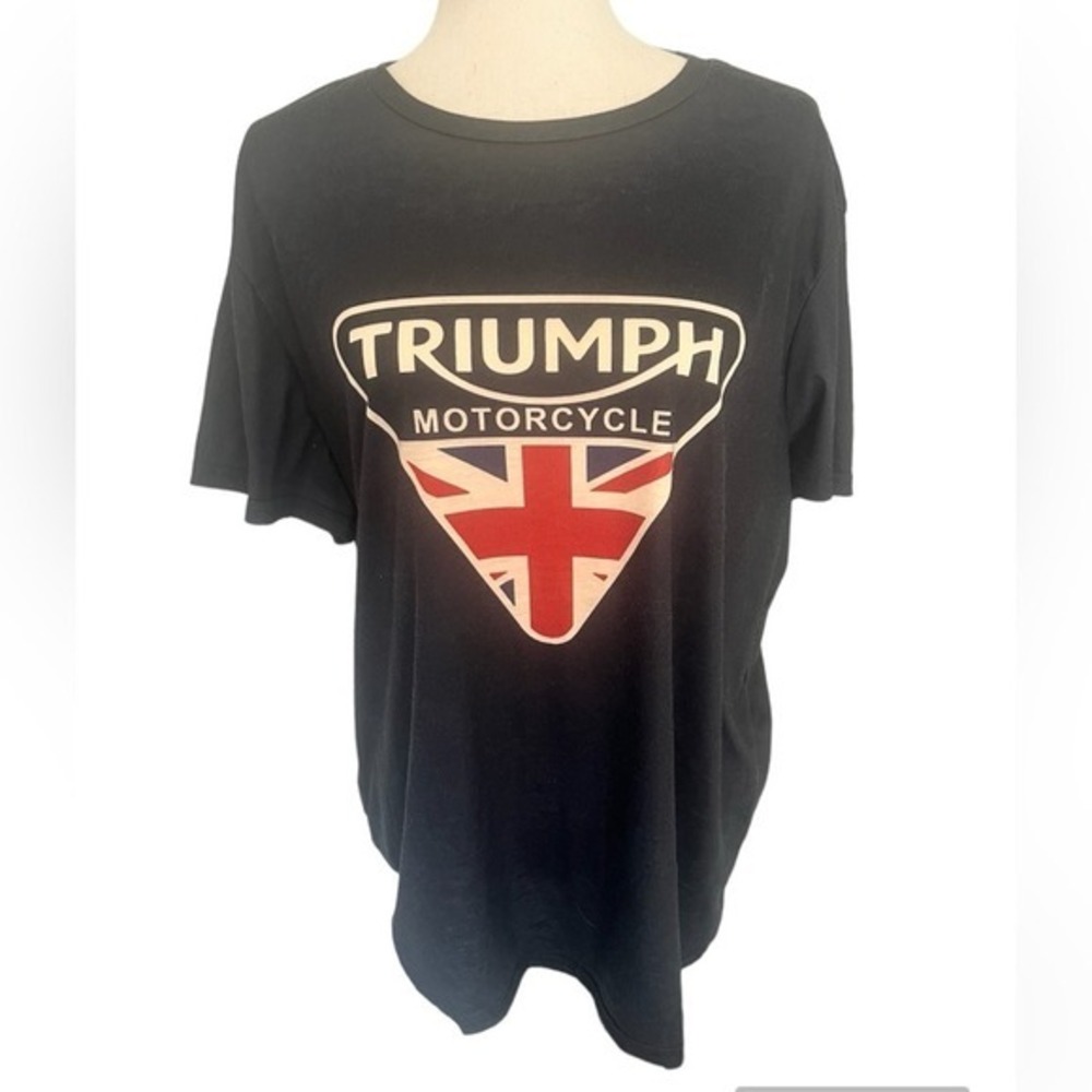 Triumph Motorcycle T-Shirt SZ XXL Black Excellent Graphic Union‎ Jack Tee